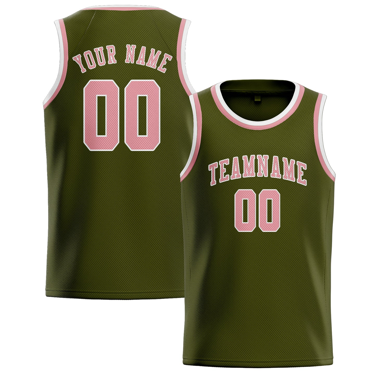 Benutzerdefiniertes Professionelles Dunkles Oliv Rosa Basketballtrikot