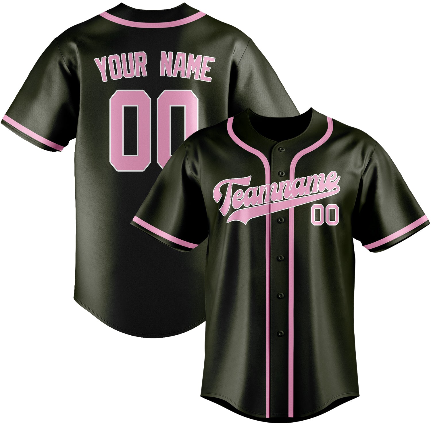 Benutzerdefiniertes Professionelles Dunkles Oliv Rosa Baseballtrikot