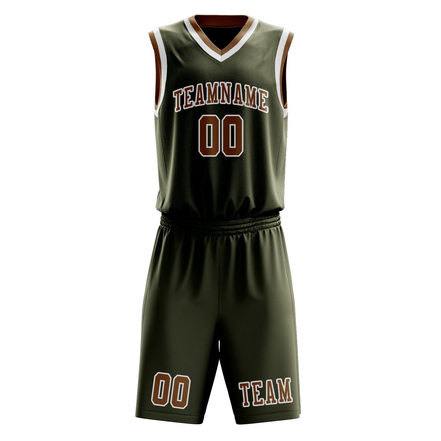Benutzerdefiniertes Professionelles Dunkles Oliv Khaki Basketballtrikot-Set