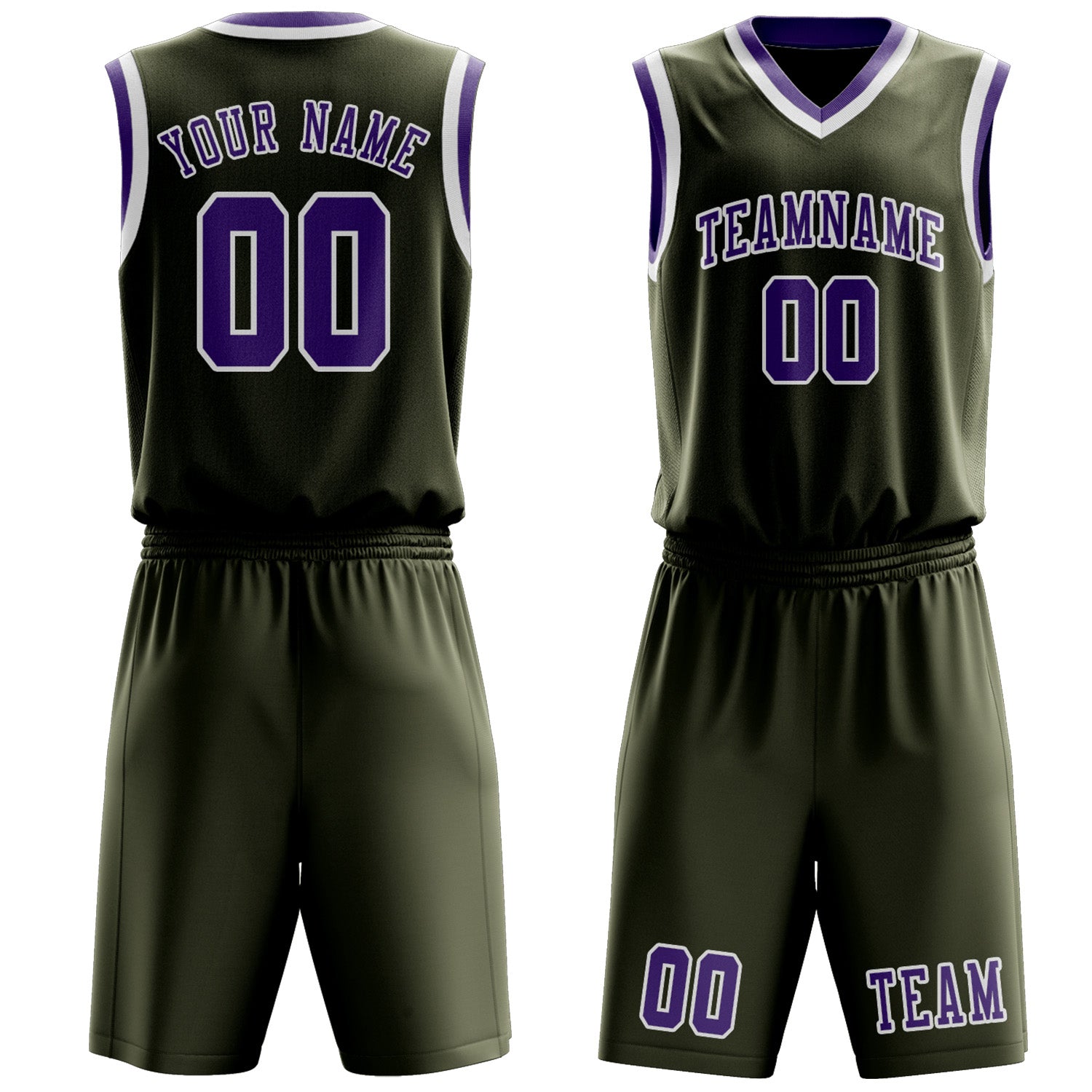 Benutzerdefiniertes Professionelles Dunkles Oliv Lavendel Basketballtrikot-Set