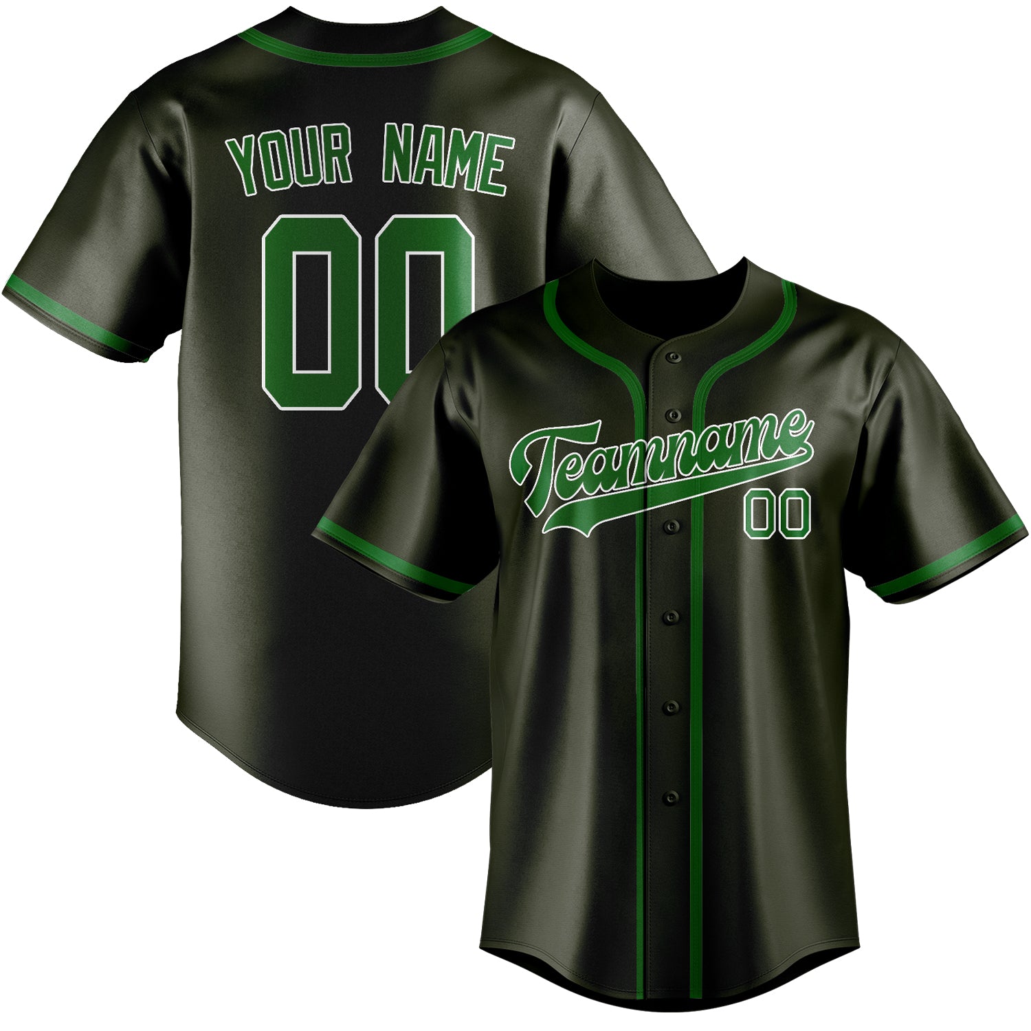 Benutzerdefiniertes Professionelles Dunkles Oliv Smaragdgrün Baseballtrikot