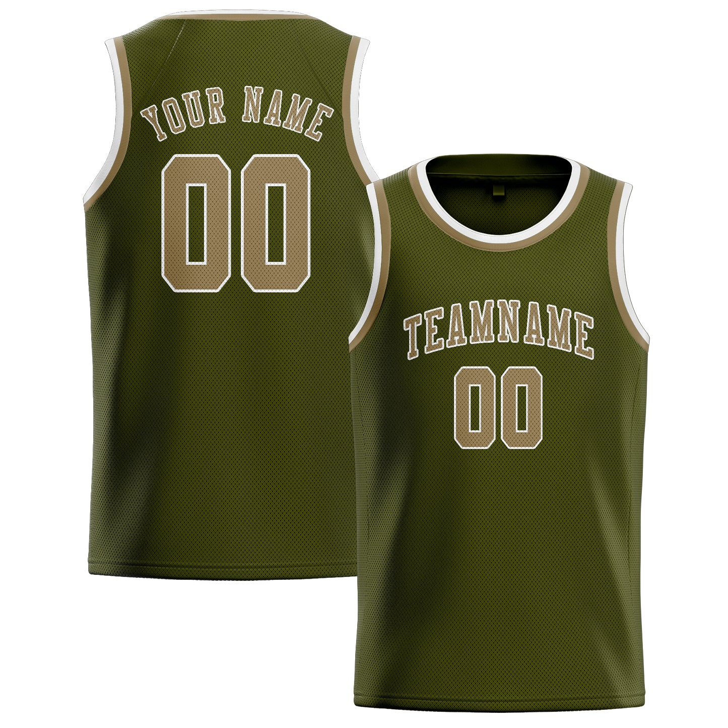 Benutzerdefiniertes Professionelles Dunkles Oliv Hellkhaki Basketballtrikot