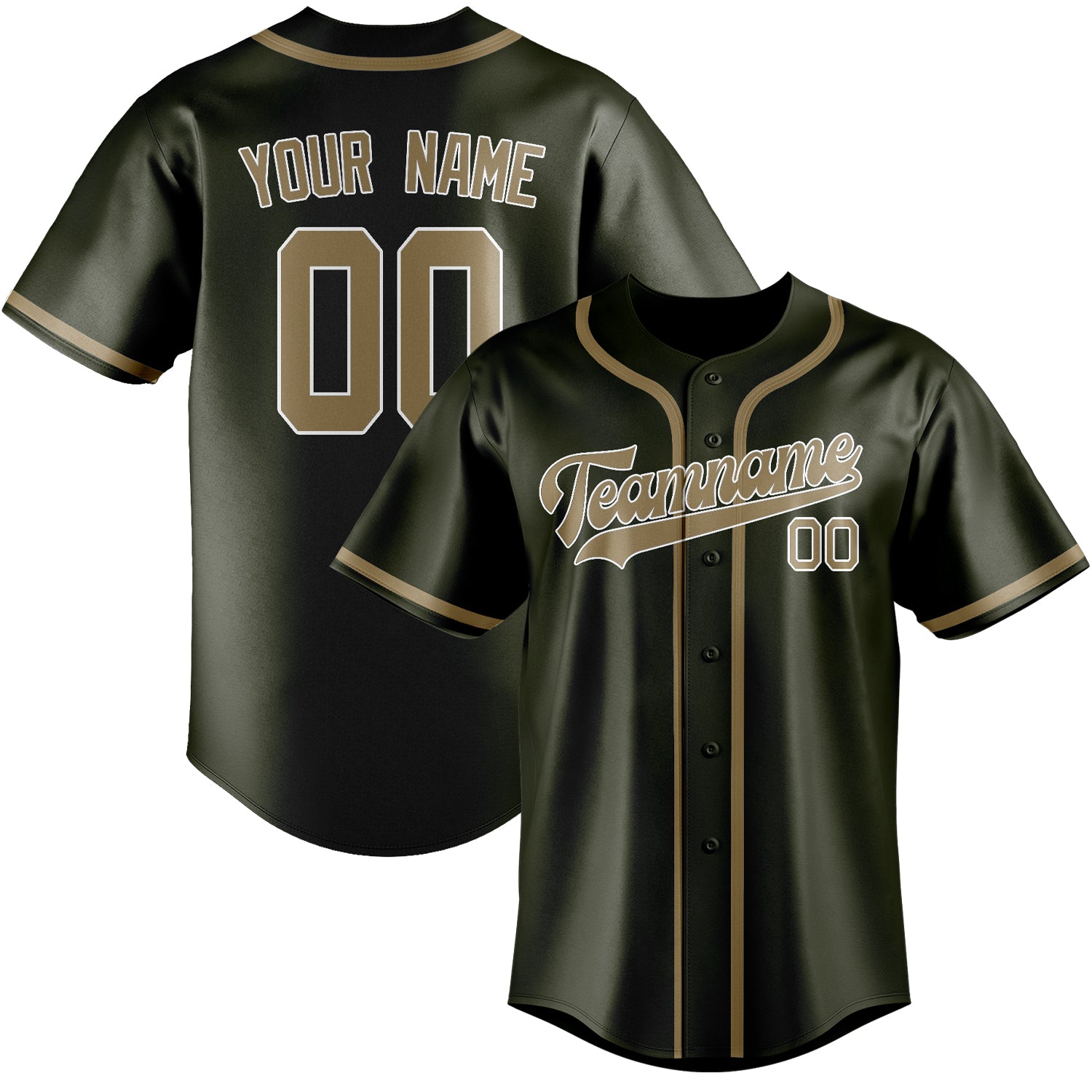 Benutzerdefiniertes Professionelles Dunkles Oliv Hellkhaki Baseballtrikot