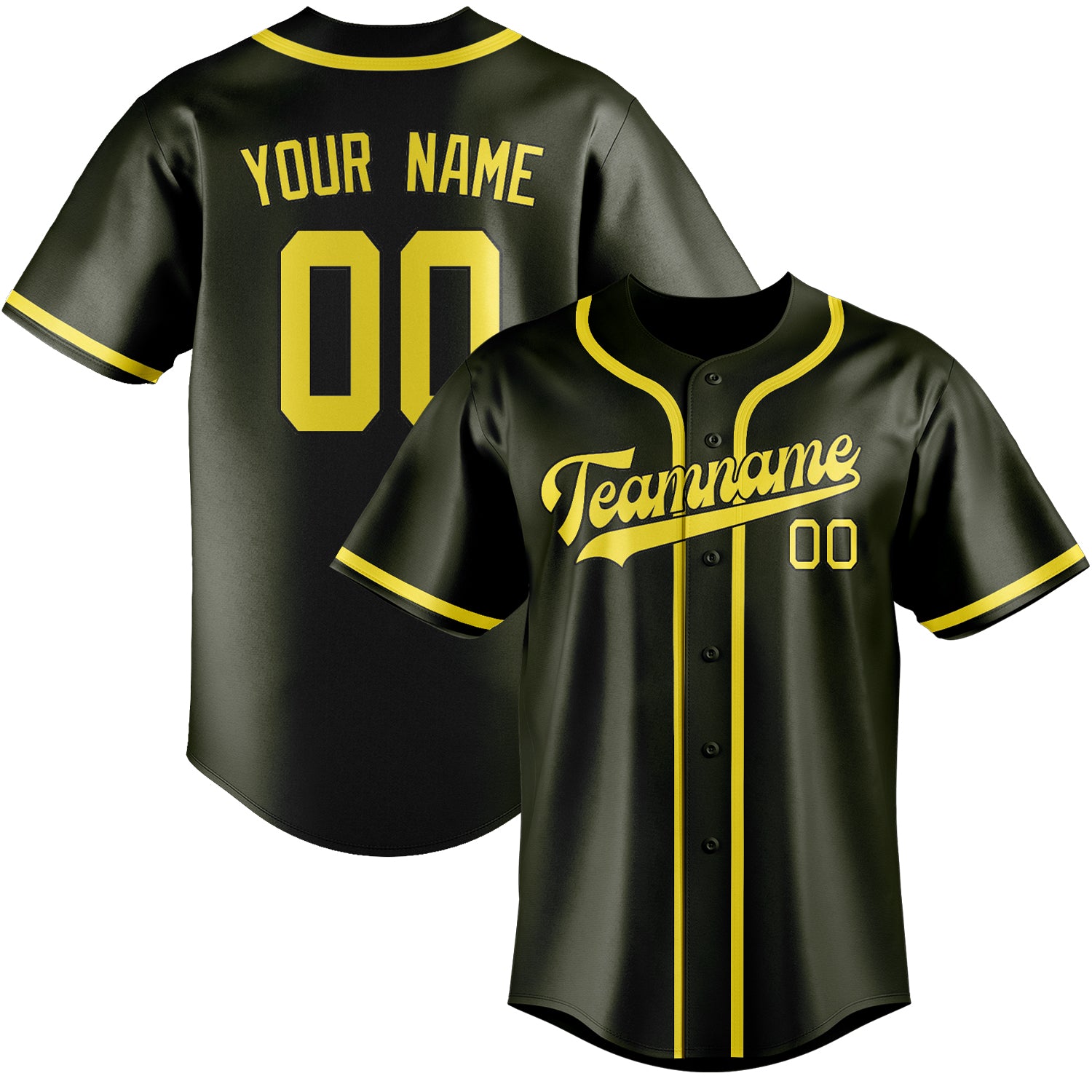 Benutzerdefiniertes Professionelles Dunkles Oliv Blassgelb Baseballtrikot