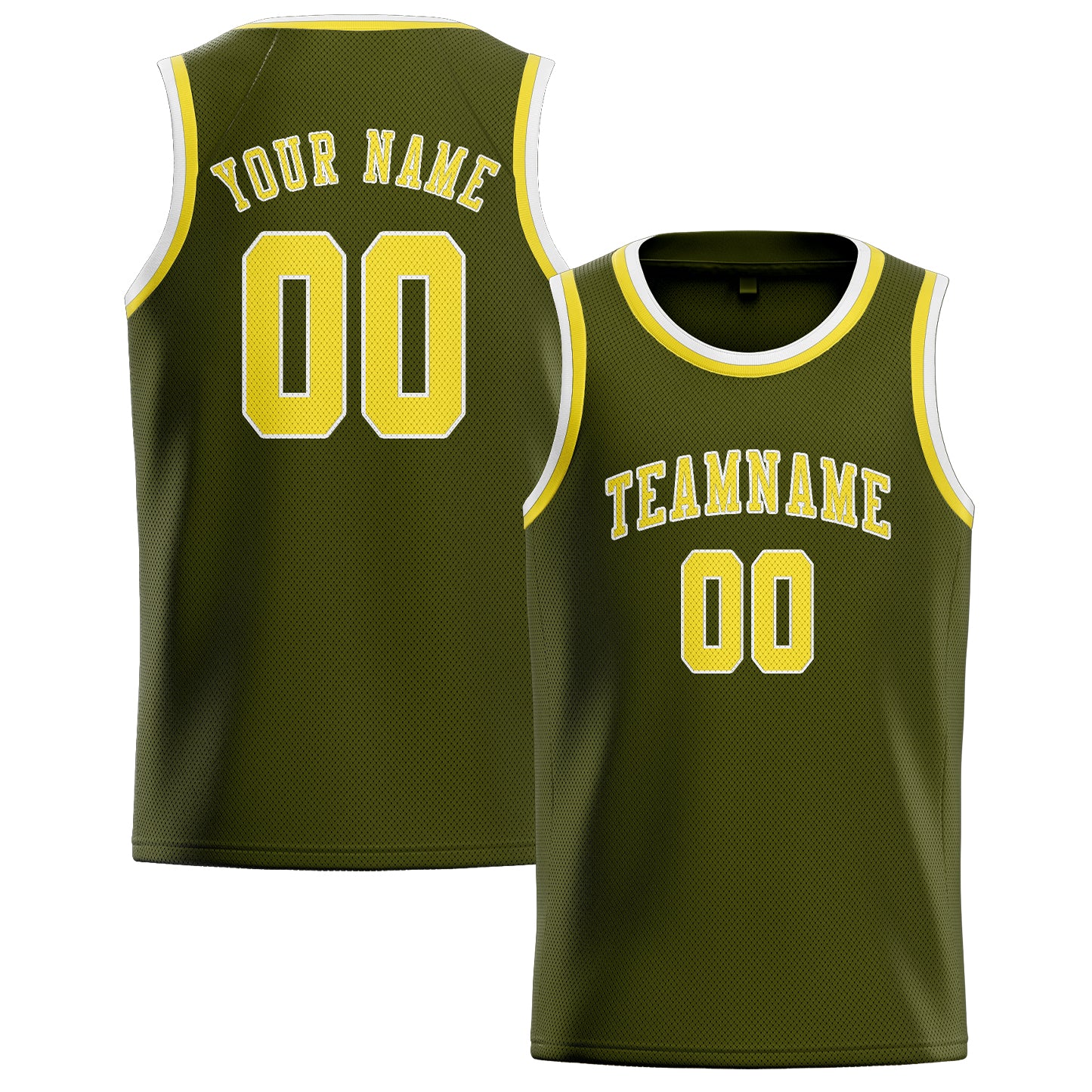 Benutzerdefiniertes Professionelles Dunkles Oliv Blassgelb Basketballtrikot