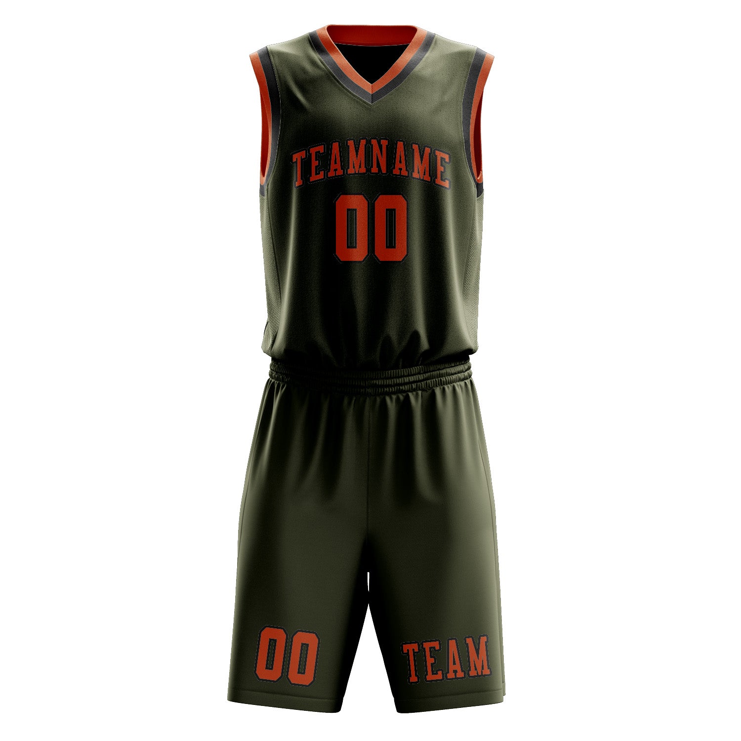 Benutzerdefiniertes Professionelles Dunkles Oliv Orange Basketballtrikot-Set