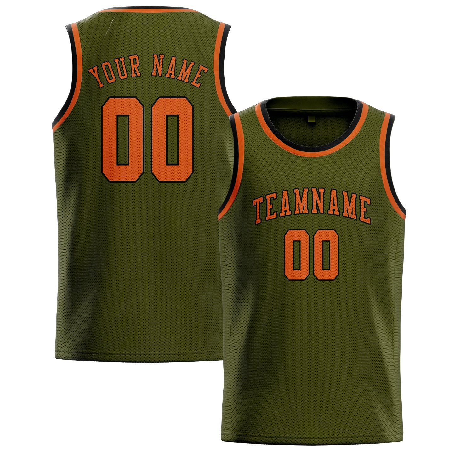 Benutzerdefiniertes Professionelles Dunkles Oliv Orange Basketballtrikot
