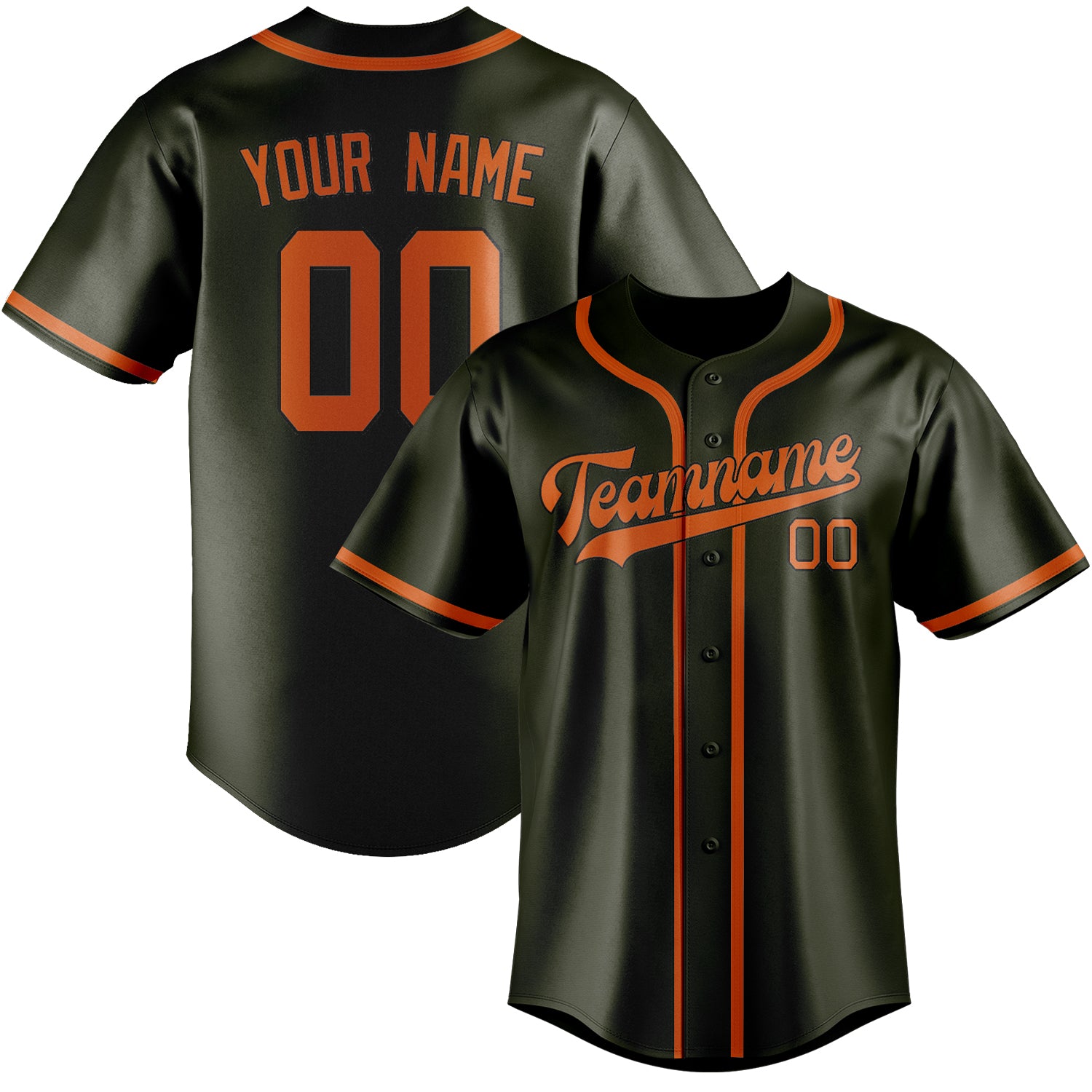 Benutzerdefiniertes Professionelles Dunkles Oliv Orange Baseballtrikot