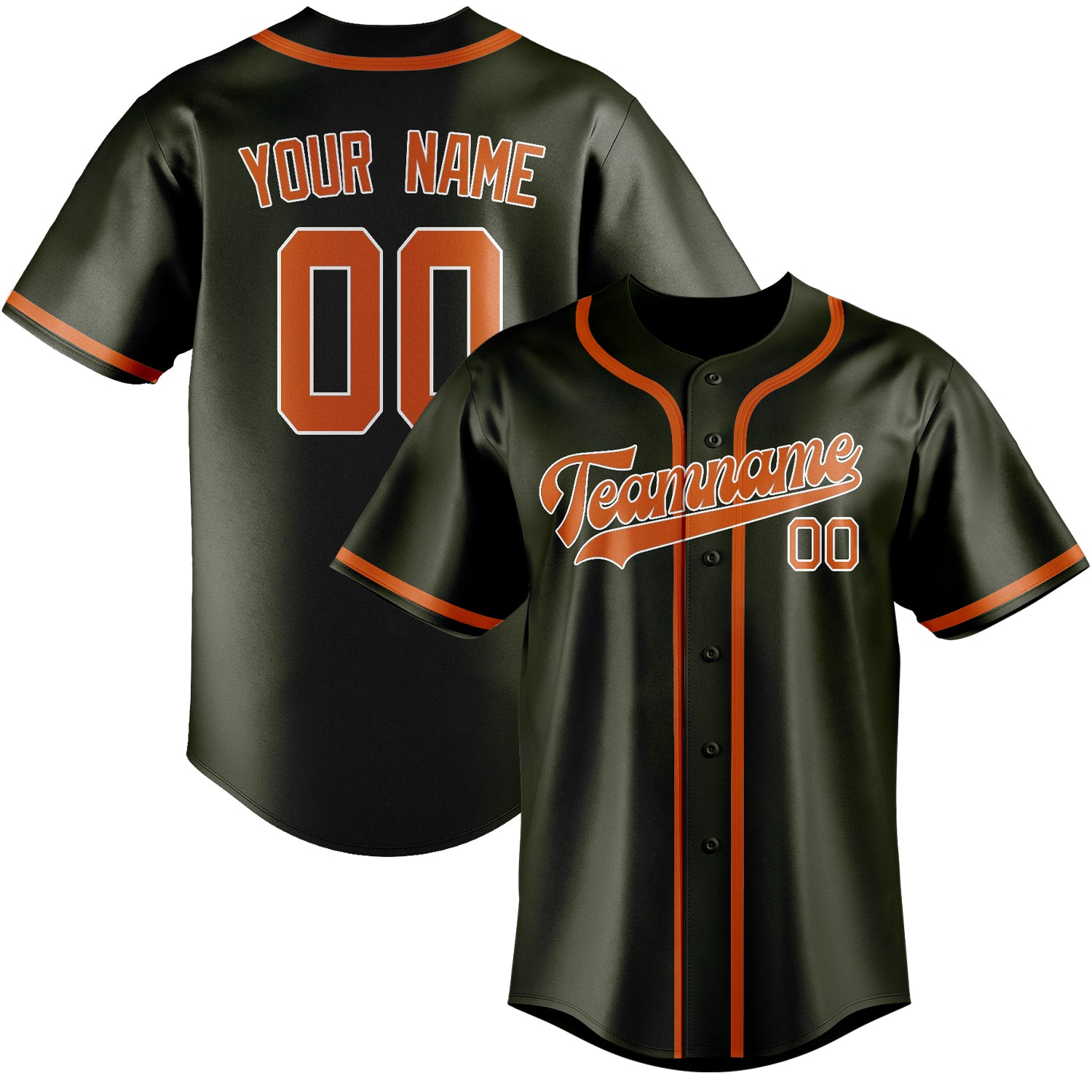 Benutzerdefiniertes Professionelles Dunkles Oliv Orange Baseballtrikot