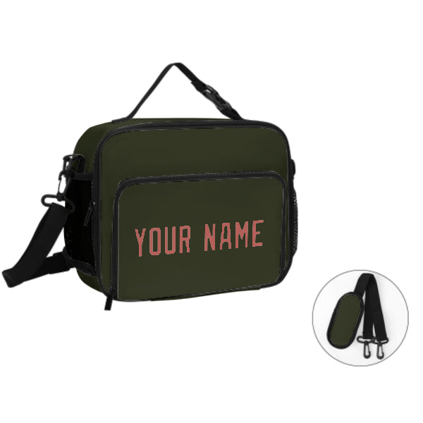 Maßgeschneidertes Dunkles Oliv Copper Rose Lunch-Tasche