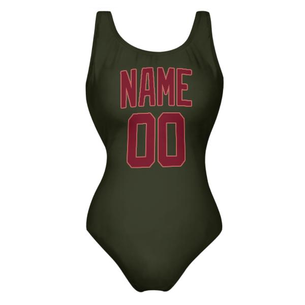 Maillot de bain sur mesure olive foncé cramoisi