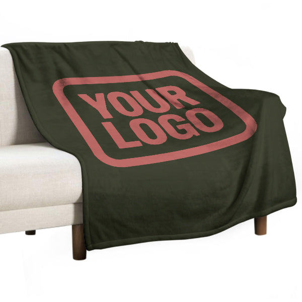 Coperta personalizzata color oliva scuro e rosa rame