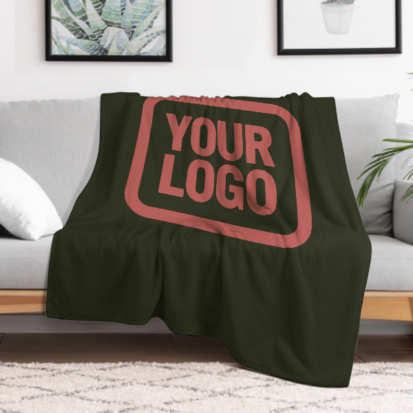 Coperta personalizzata color oliva scuro e rosa rame