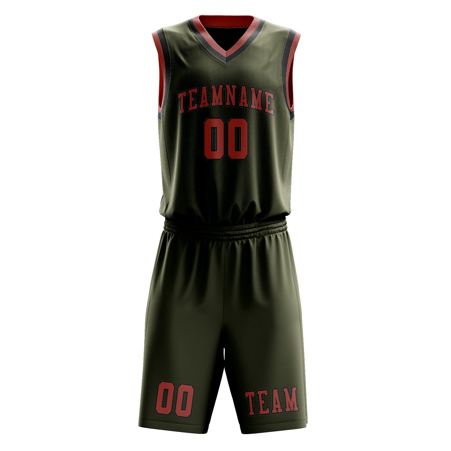 Benutzerdefiniertes Professionelles Dunkles Oliv Kupferrose Basketballtrikot-Set