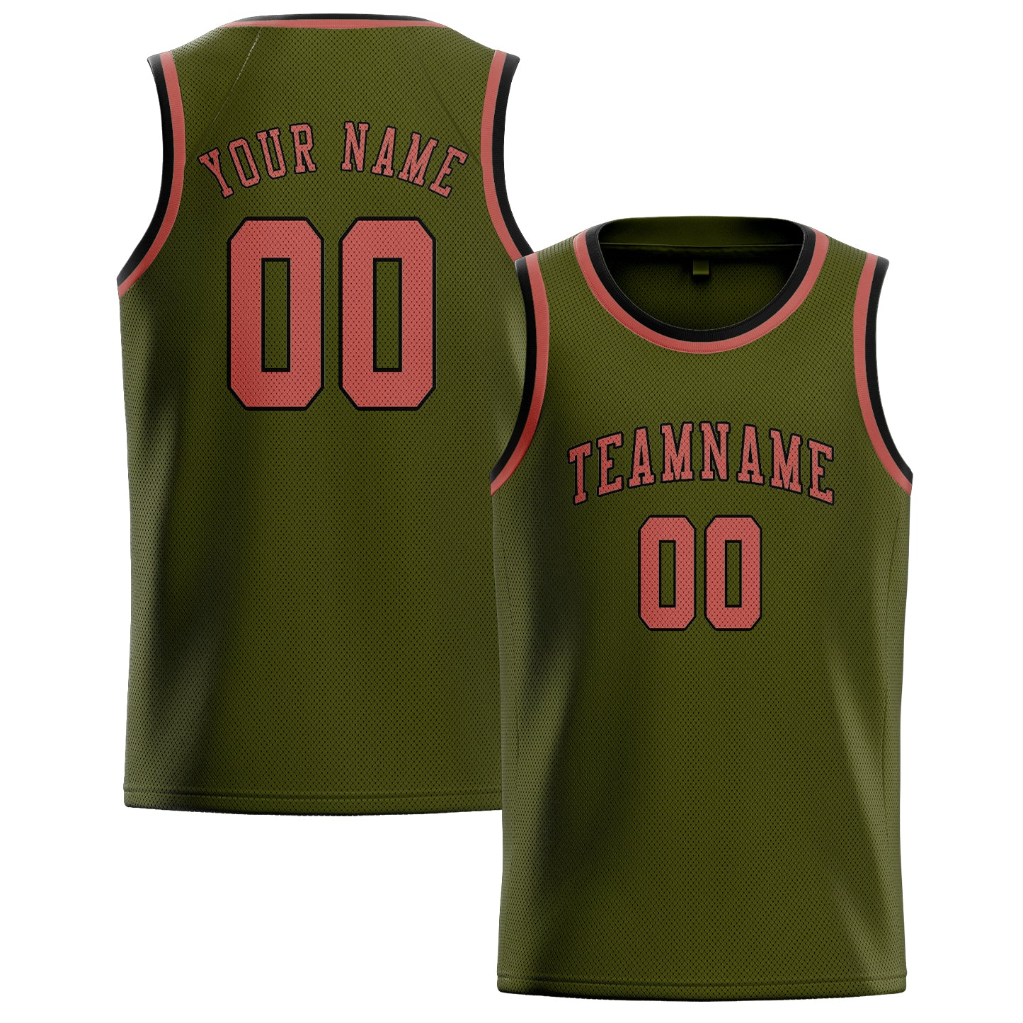Benutzerdefiniertes Professionelles Dunkles Oliv Kupferrose Basketballtrikot