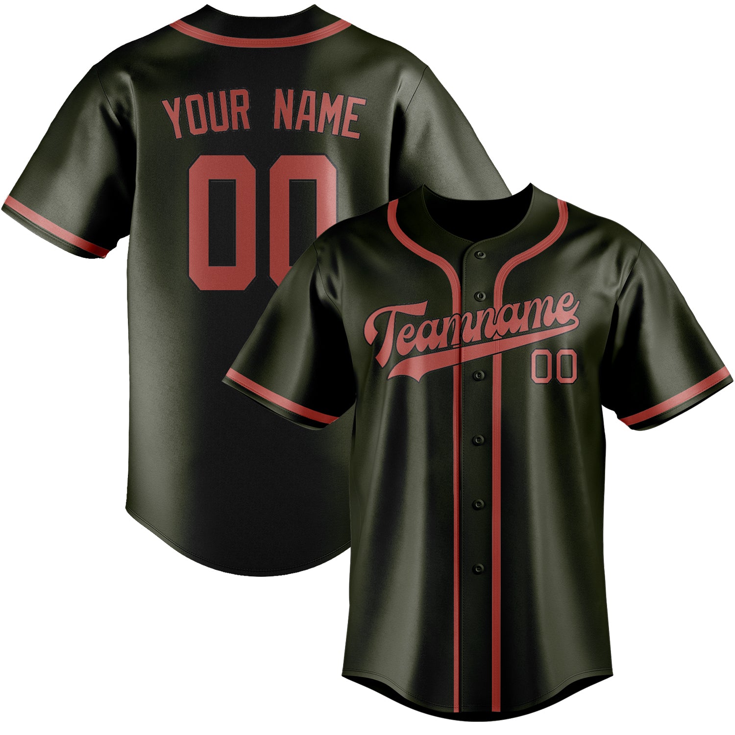 Benutzerdefiniertes Professionelles Dunkles Oliv Kupferrose Baseballtrikot