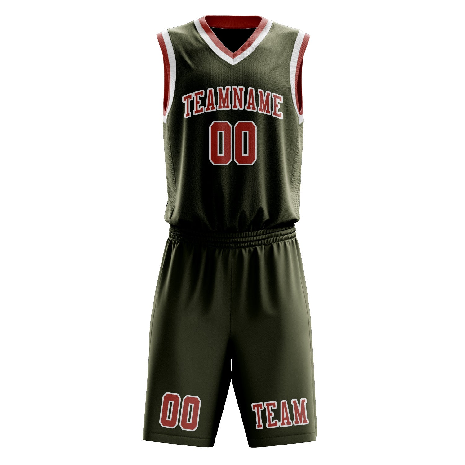 Benutzerdefiniertes Professionelles Dunkles Oliv Kupferrose Basketballtrikot-Set