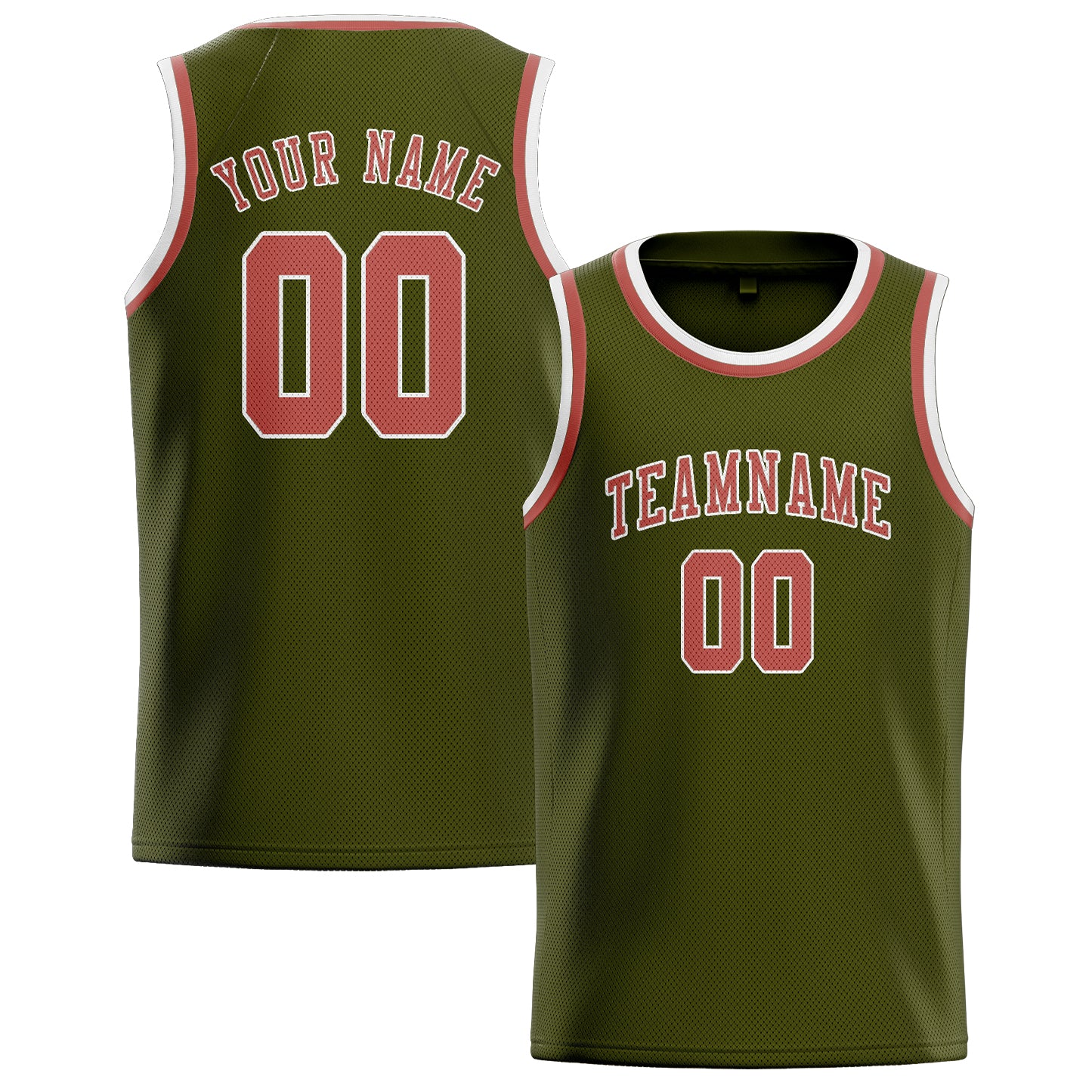 Benutzerdefiniertes Professionelles Dunkles Oliv Kupferrose Basketballtrikot