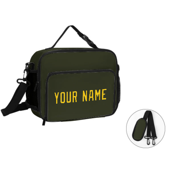 Maßgeschneidertes Dunkles Oliv Gold Lunch-Tasche