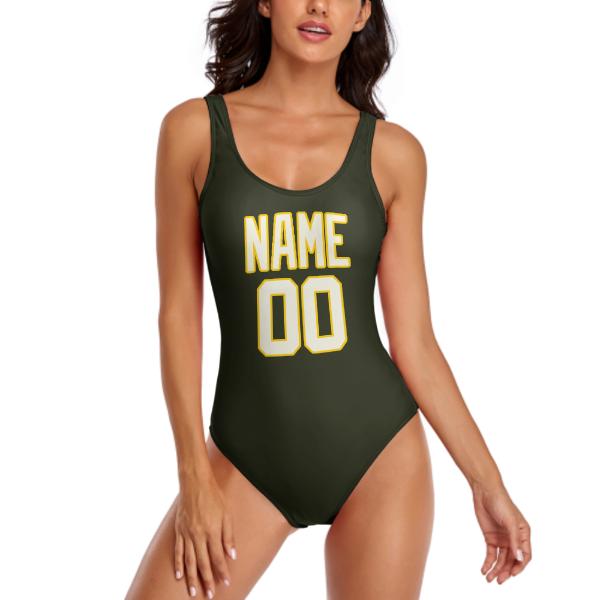 Maillot de bain beige olive foncé sur mesure