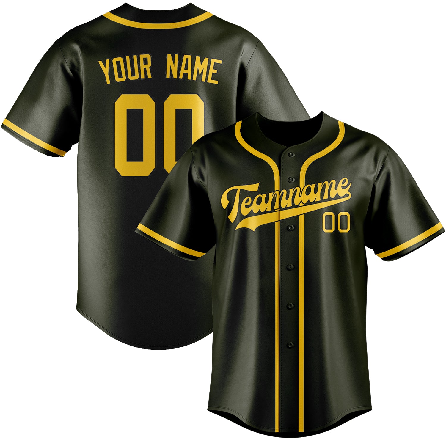 Benutzerdefiniertes Professionelles Dunkles Oliv Gold Baseballtrikot