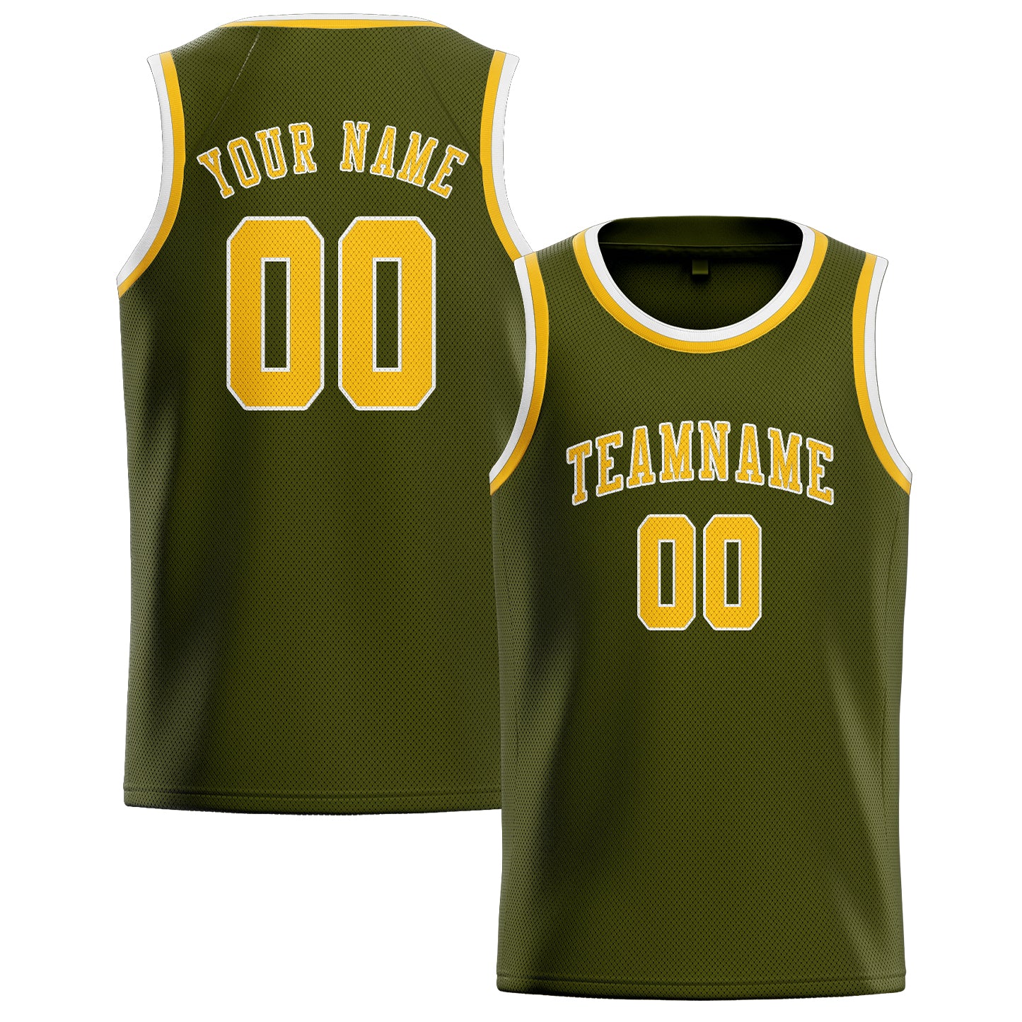 Benutzerdefiniertes Professionelles Dunkles Oliv Gold Basketballtrikot