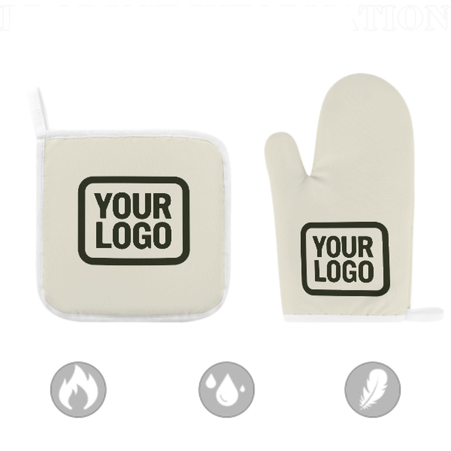 Maßgeschneidertes Beige  Dunkles Oliv Topfhandschuh Set – 2-teilig