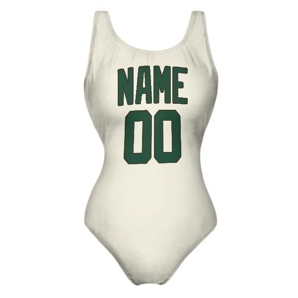 Maillot de bain beige vert mousse sur mesure
