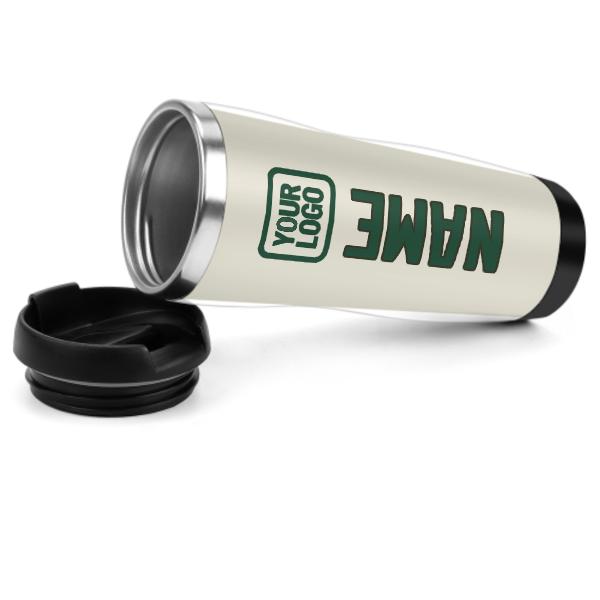 Tazza personalizzata in acciaio inossidabile beige e verde muschio