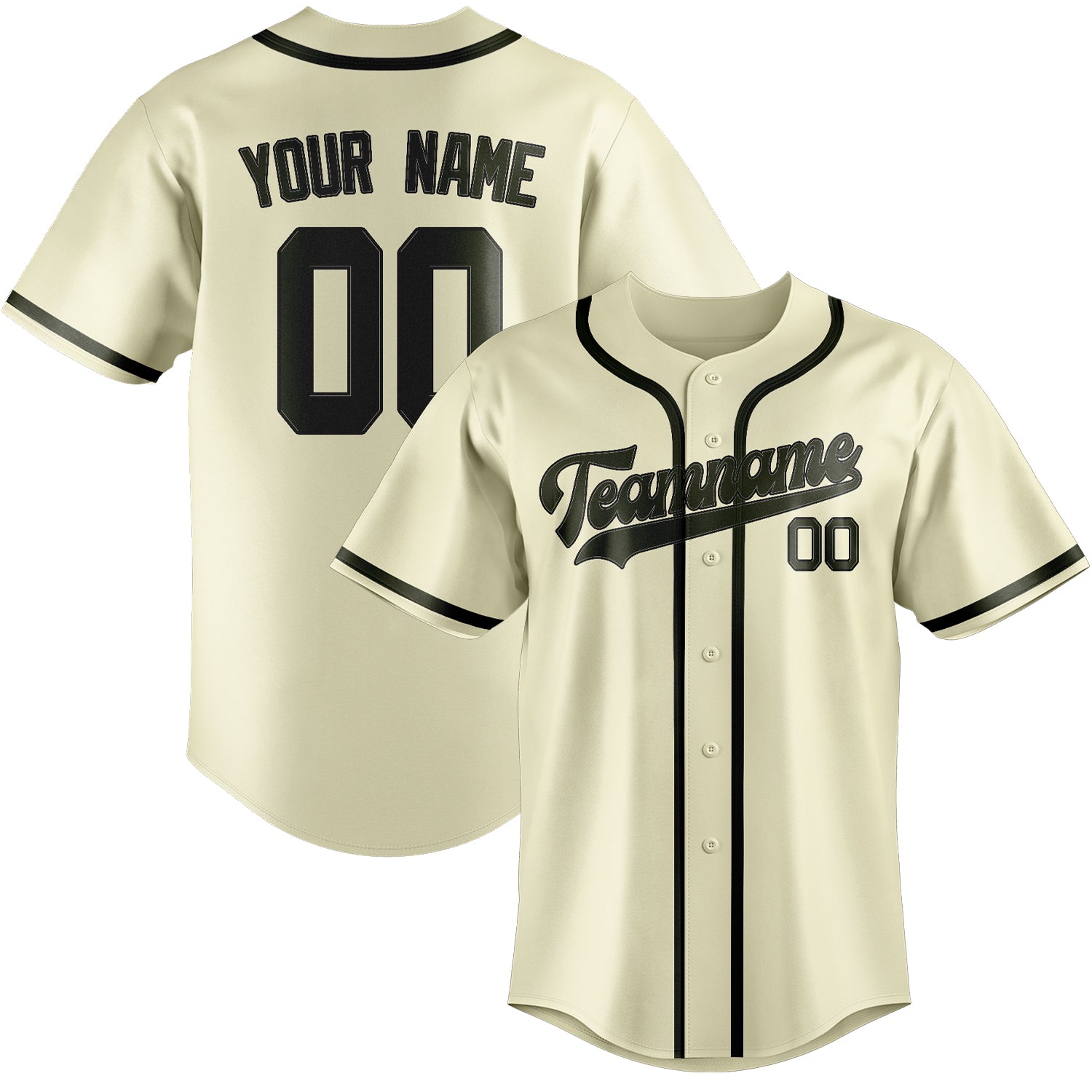 Benutzerdefiniertes Professionelles Beige Dunkles Oliv Baseballtrikot