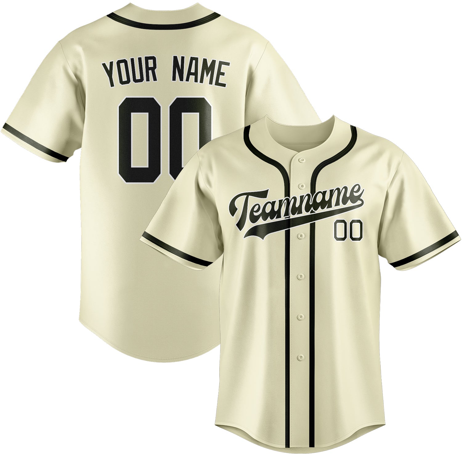 Benutzerdefiniertes Professionelles Beige Dunkles Oliv Baseballtrikot