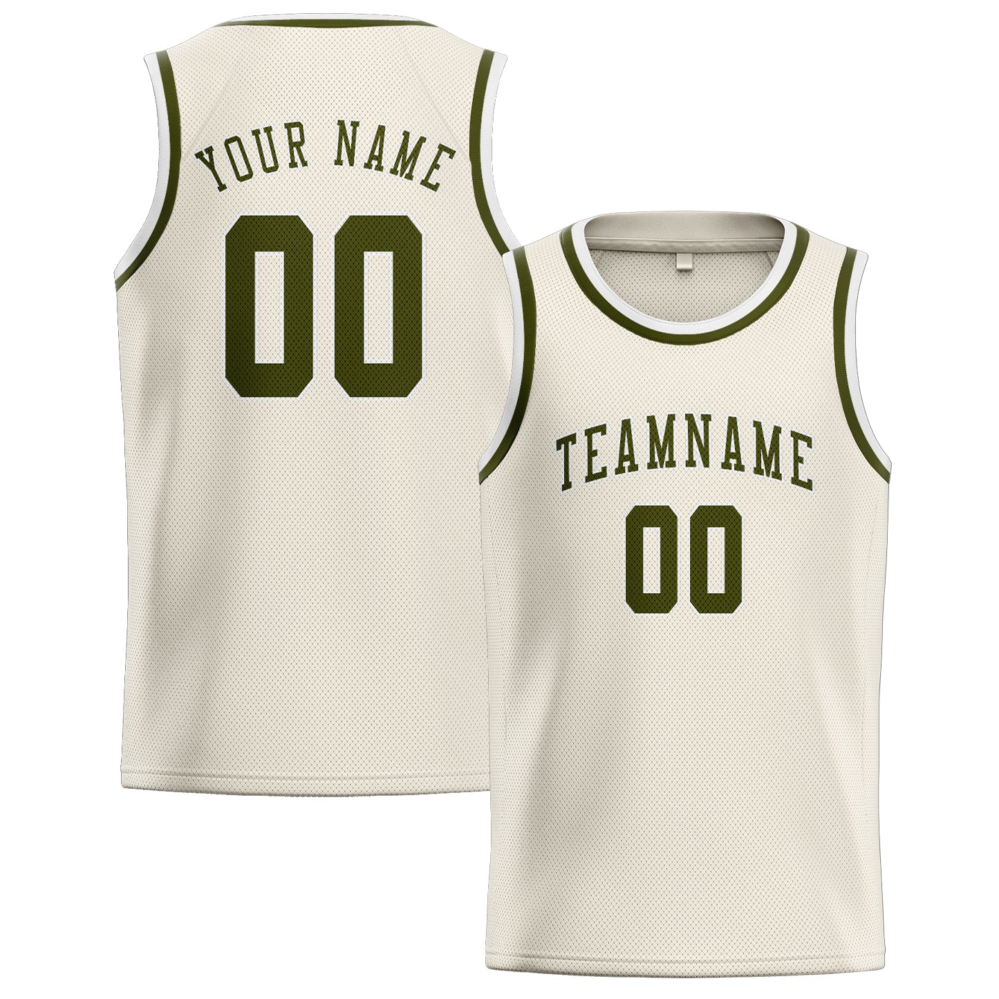 Benutzerdefiniertes Professionelles Beige Dunkles Oliv Basketballtrikot