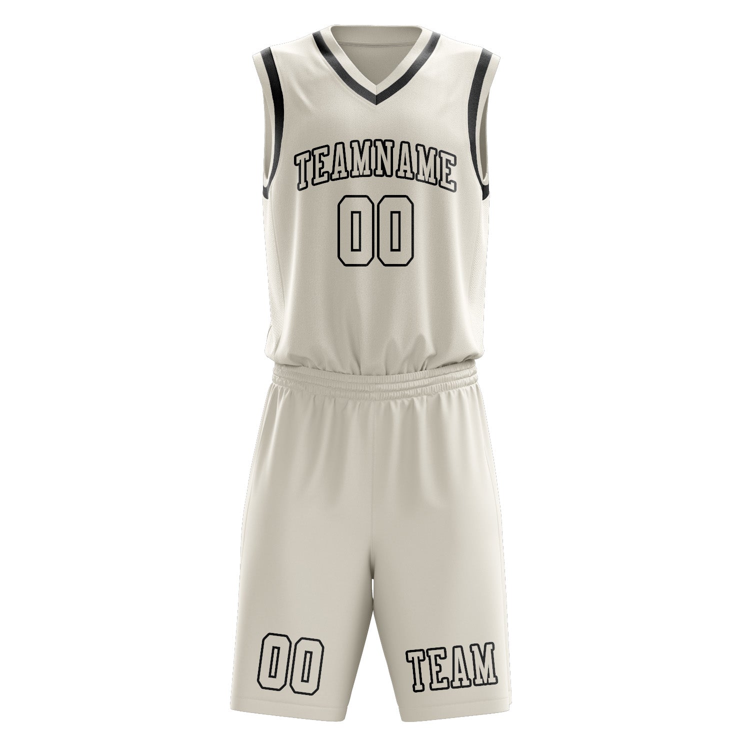 Benutzerdefiniertes Professionelles Beige Schwarz Basketballtrikot-Set