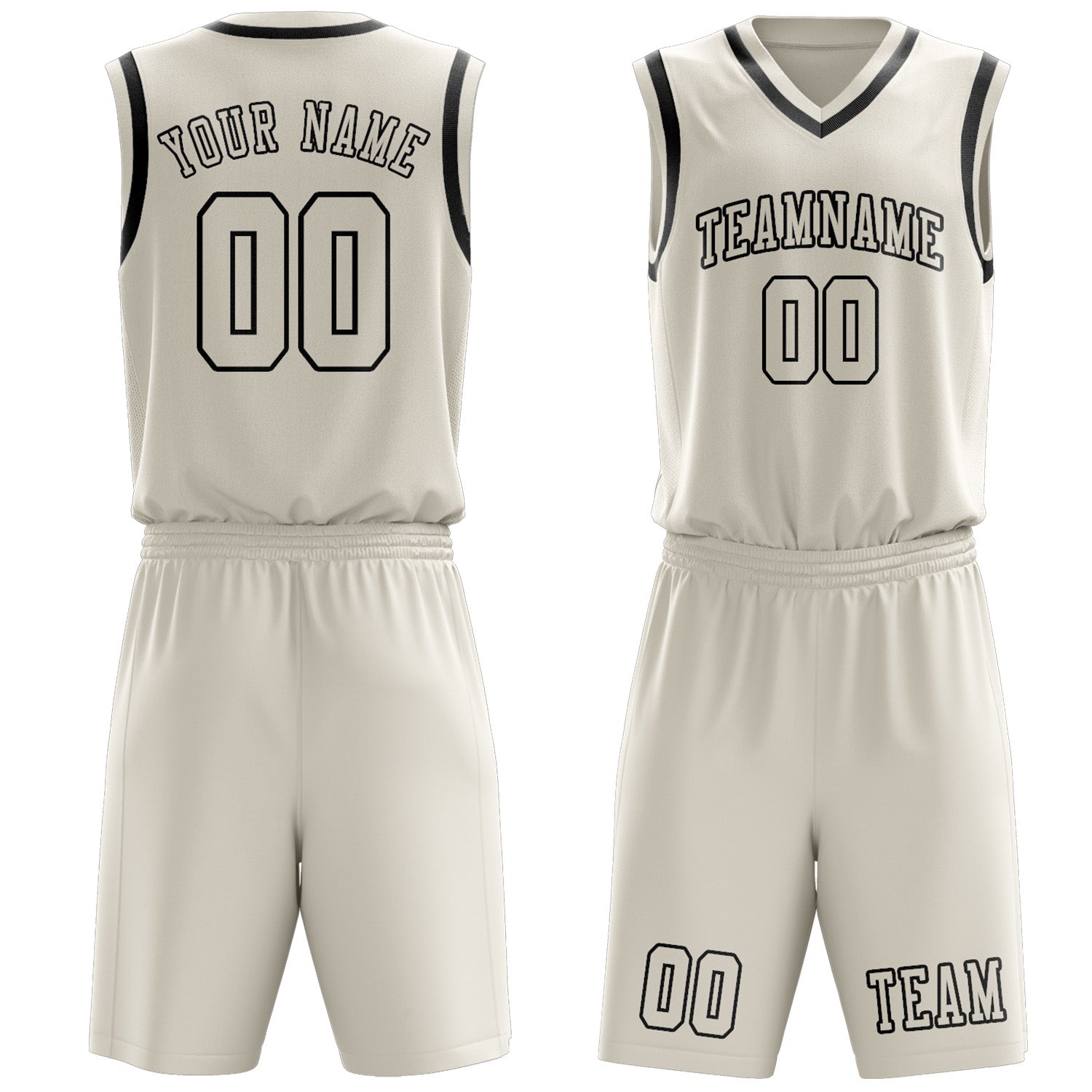 Benutzerdefiniertes Professionelles Beige Schwarz Basketballtrikot-Set