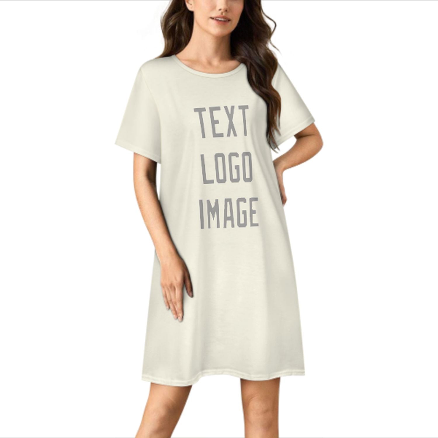 Maßgeschneidertes Beige Grau Nachthemd