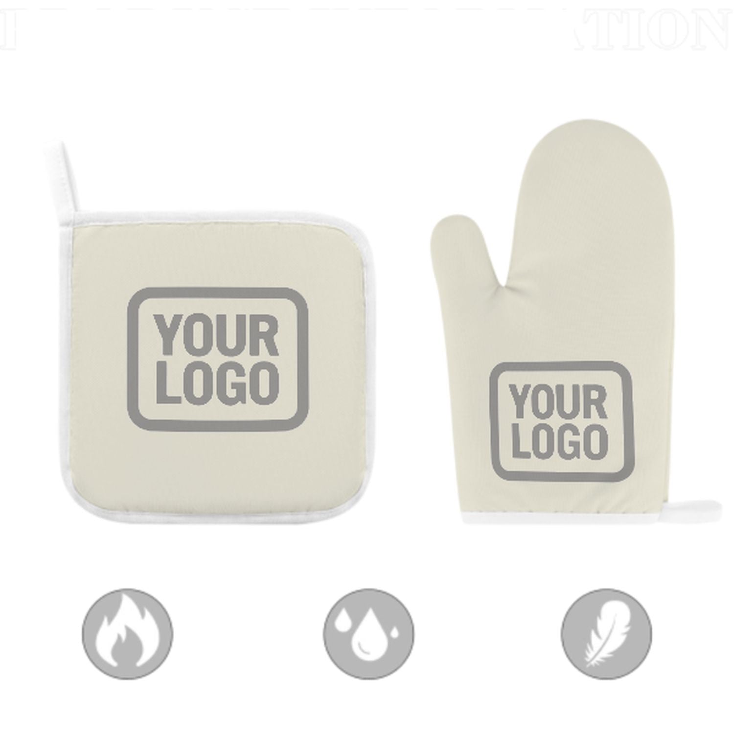 Maßgeschneidertes Beige  Grau Topfhandschuh Set – 2-teilig