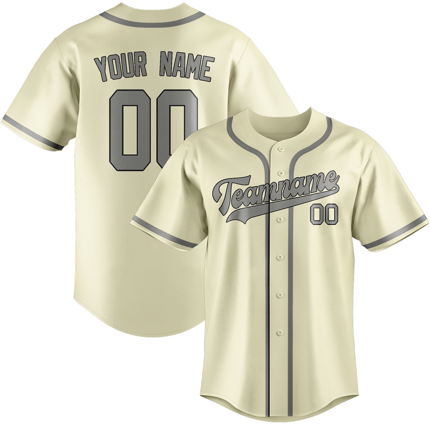 Benutzerdefiniertes Professionelles Beige Grau Baseballtrikot