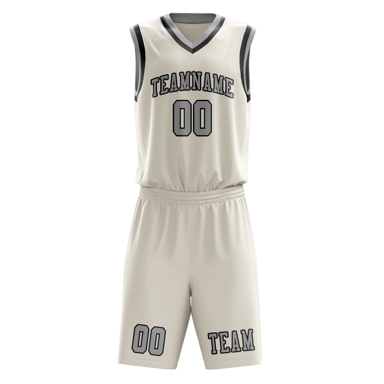 Benutzerdefiniertes Professionelles Beige Grau Basketballtrikot-Set