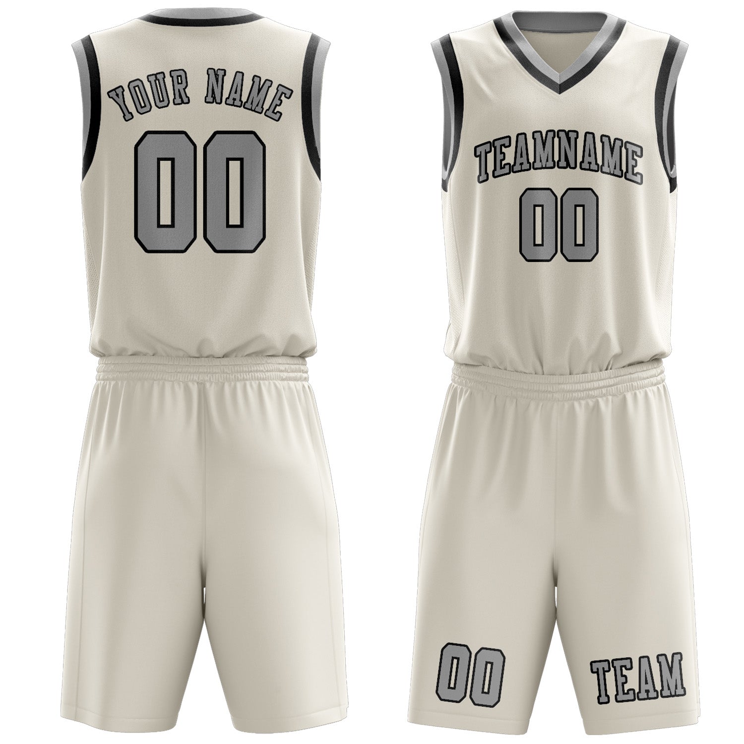 Benutzerdefiniertes Professionelles Beige Grau Basketballtrikot-Set