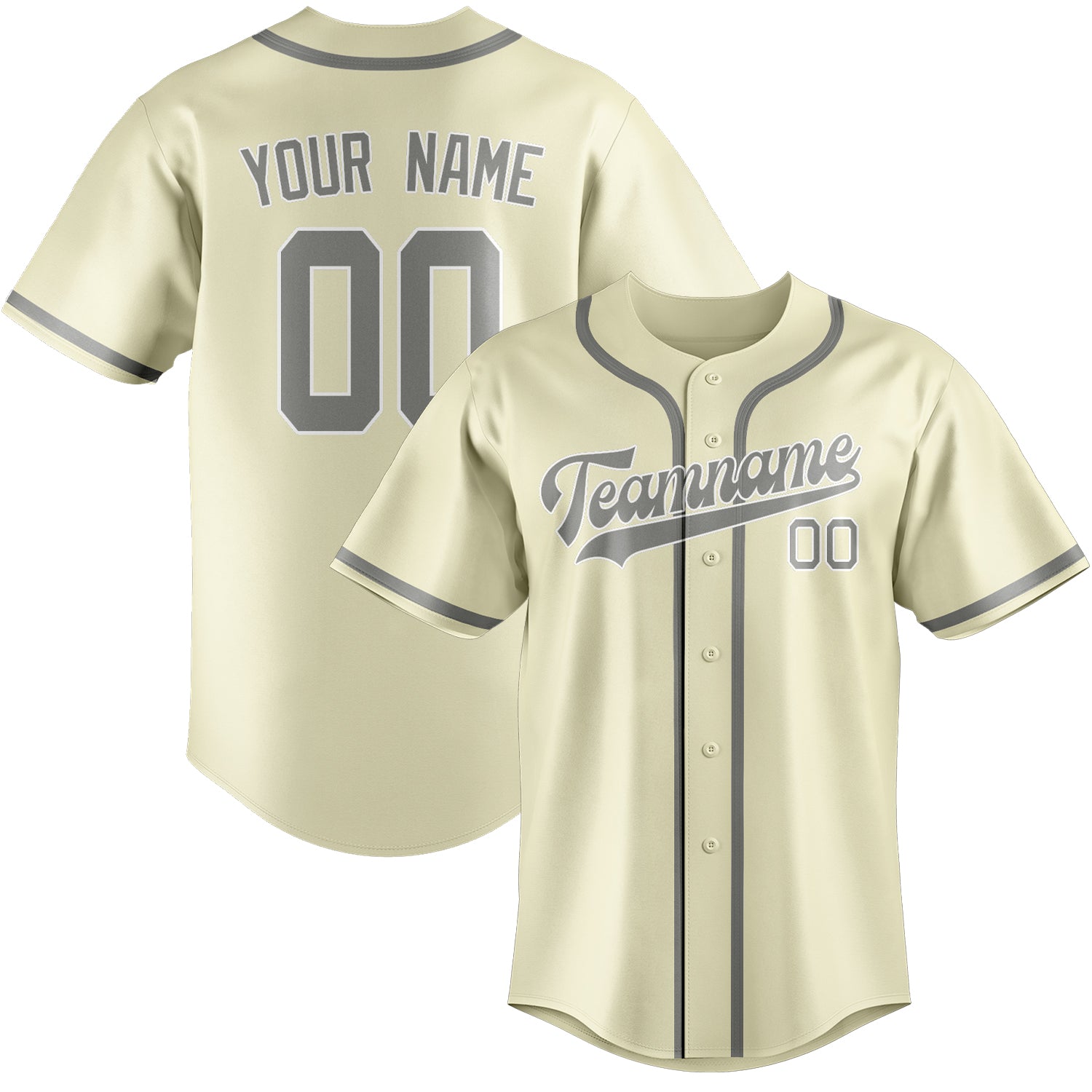 Benutzerdefiniertes Professionelles Beige Grau Baseballtrikot