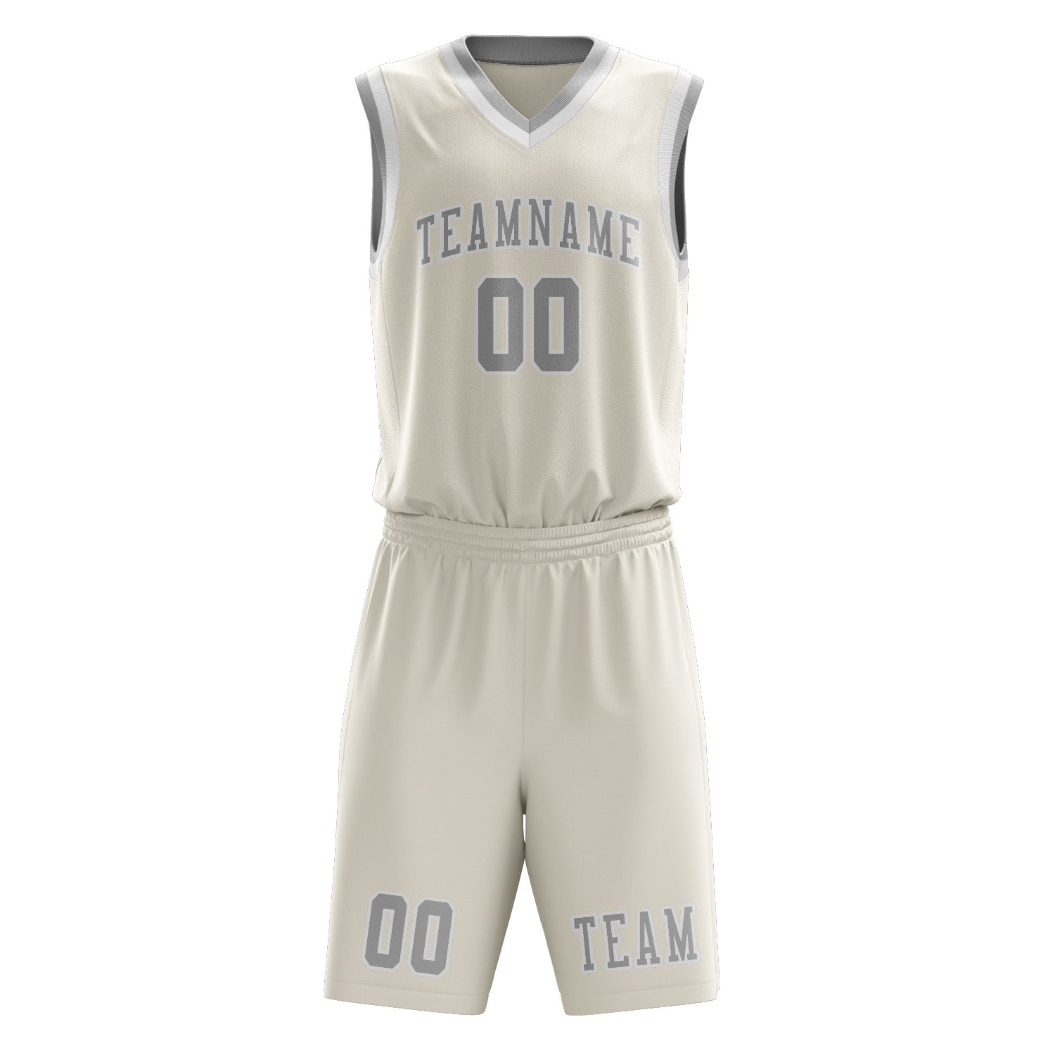 Benutzerdefiniertes Professionelles Beige Grau Basketballtrikot-Set