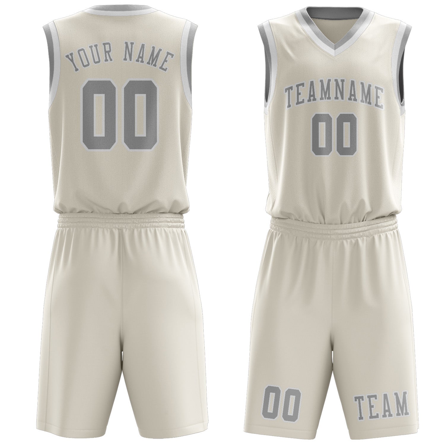 Benutzerdefiniertes Professionelles Beige Grau Basketballtrikot-Set