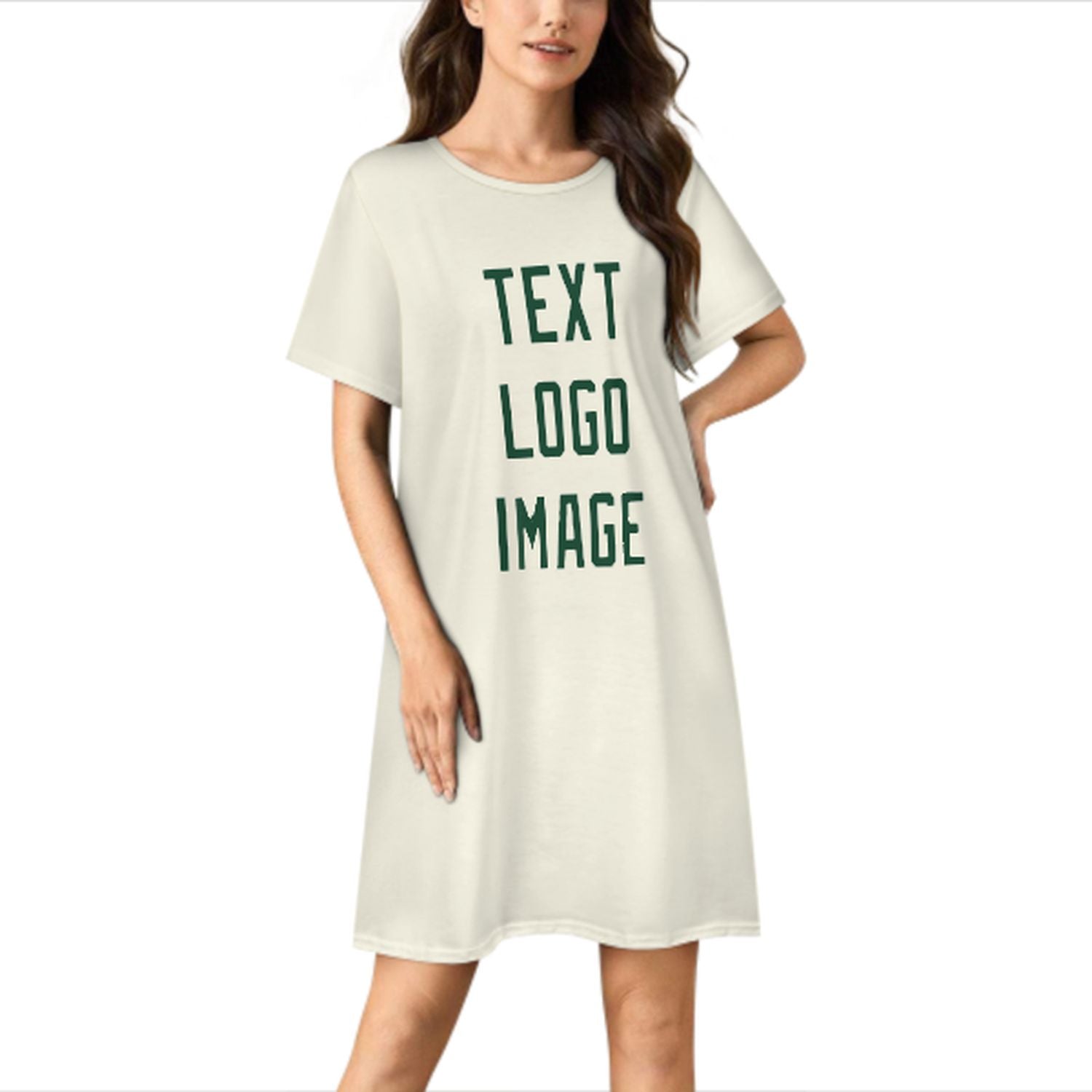 Maßgeschneidertes Beige Moosgrün Nachthemd