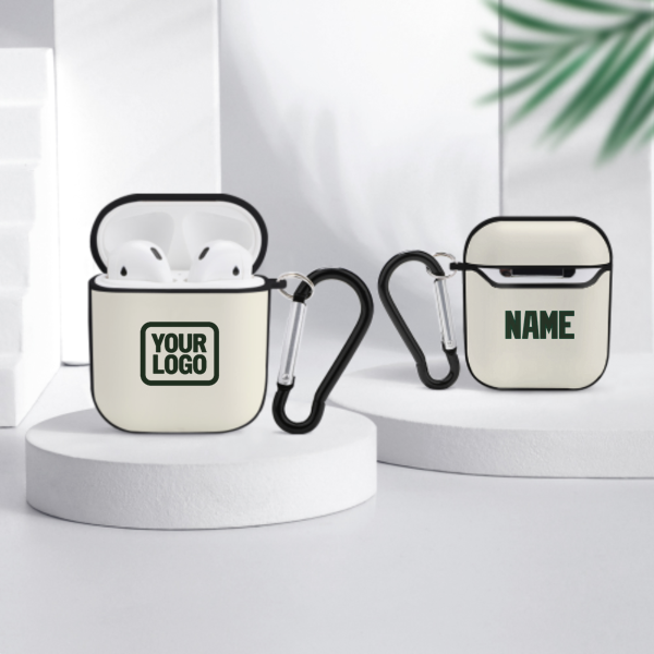 Maßgeschneidertes Beige Tannengrün AirPods-Hülle