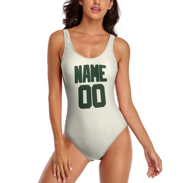 Maillot de bain beige vert sapin sur mesure
