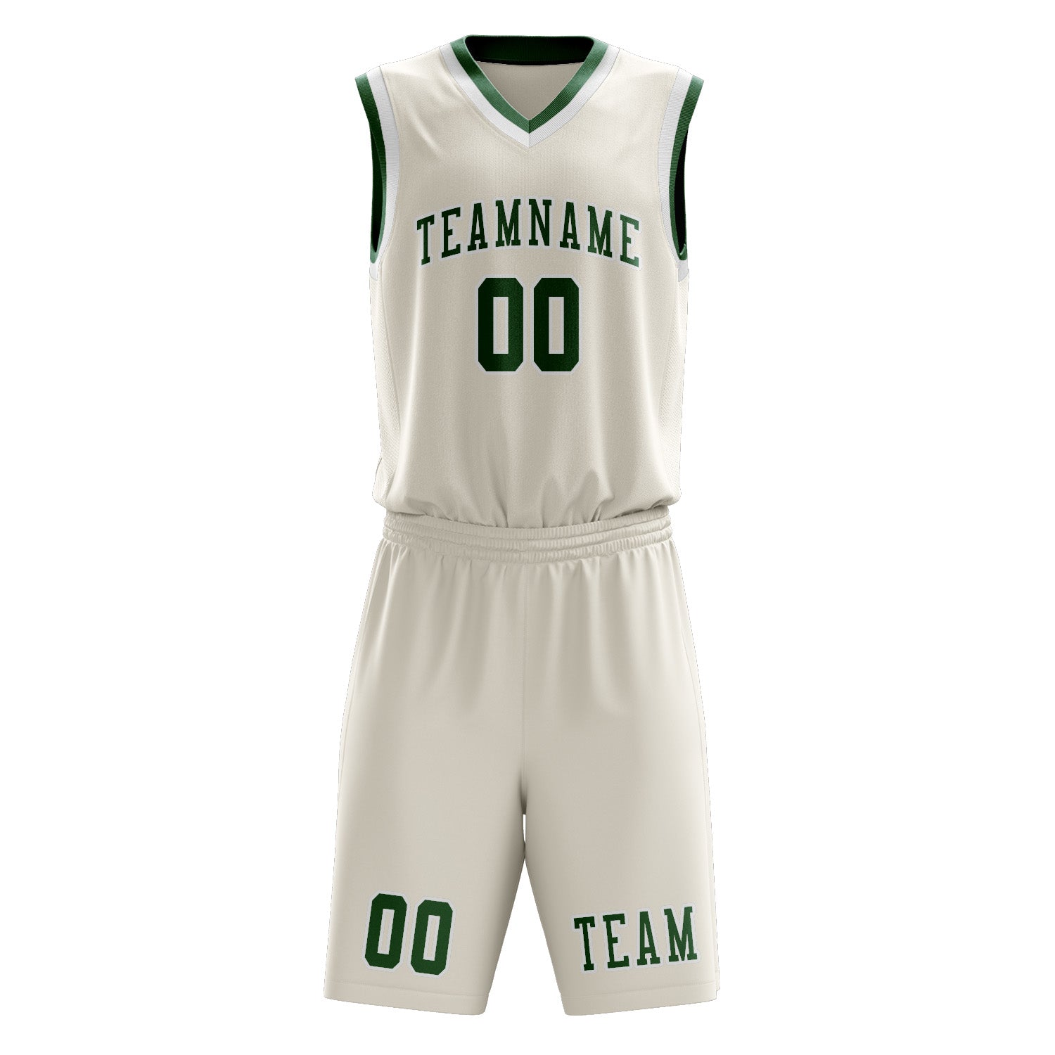 Benutzerdefiniertes Professionelles Beige Moosgrün Basketballtrikot-Set