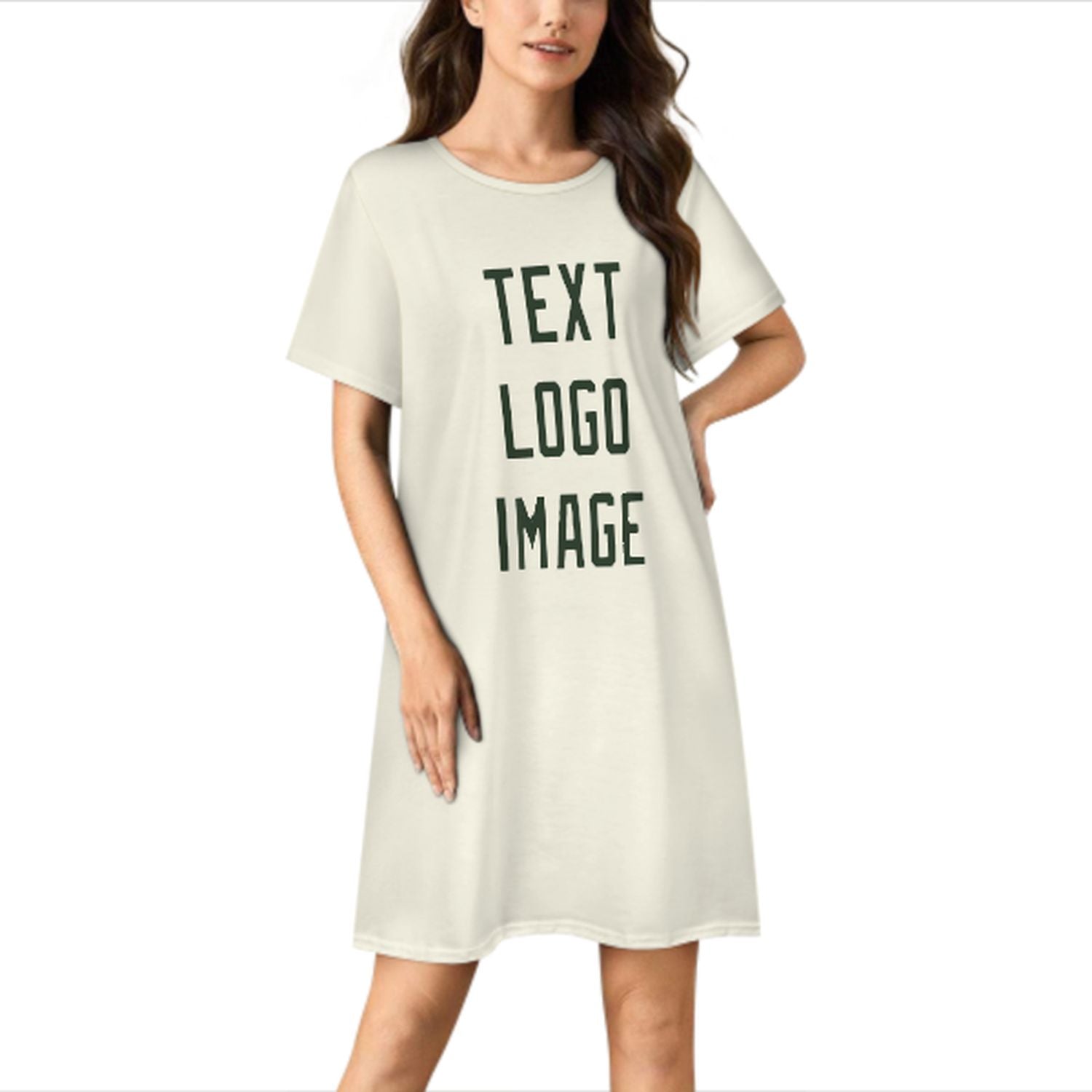 Maßgeschneidertes Beige Tannengrün Nachthemd