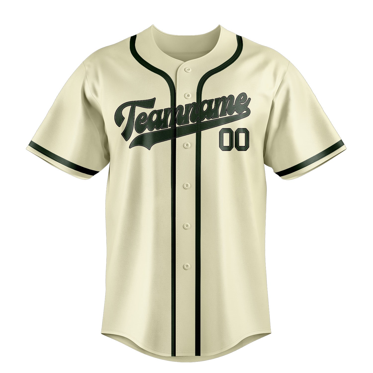 Benutzerdefiniertes Professionelles Beige Tannengrün Baseballtrikot