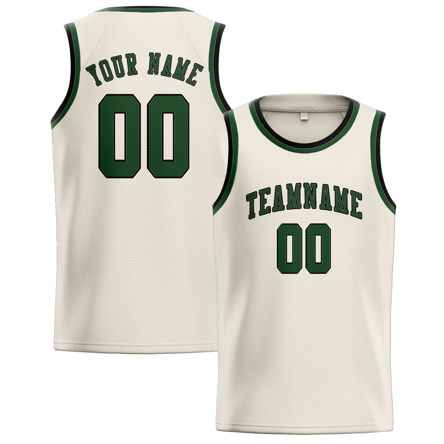 Benutzerdefiniertes Professionelles Beige Tannengrün Basketballtrikot