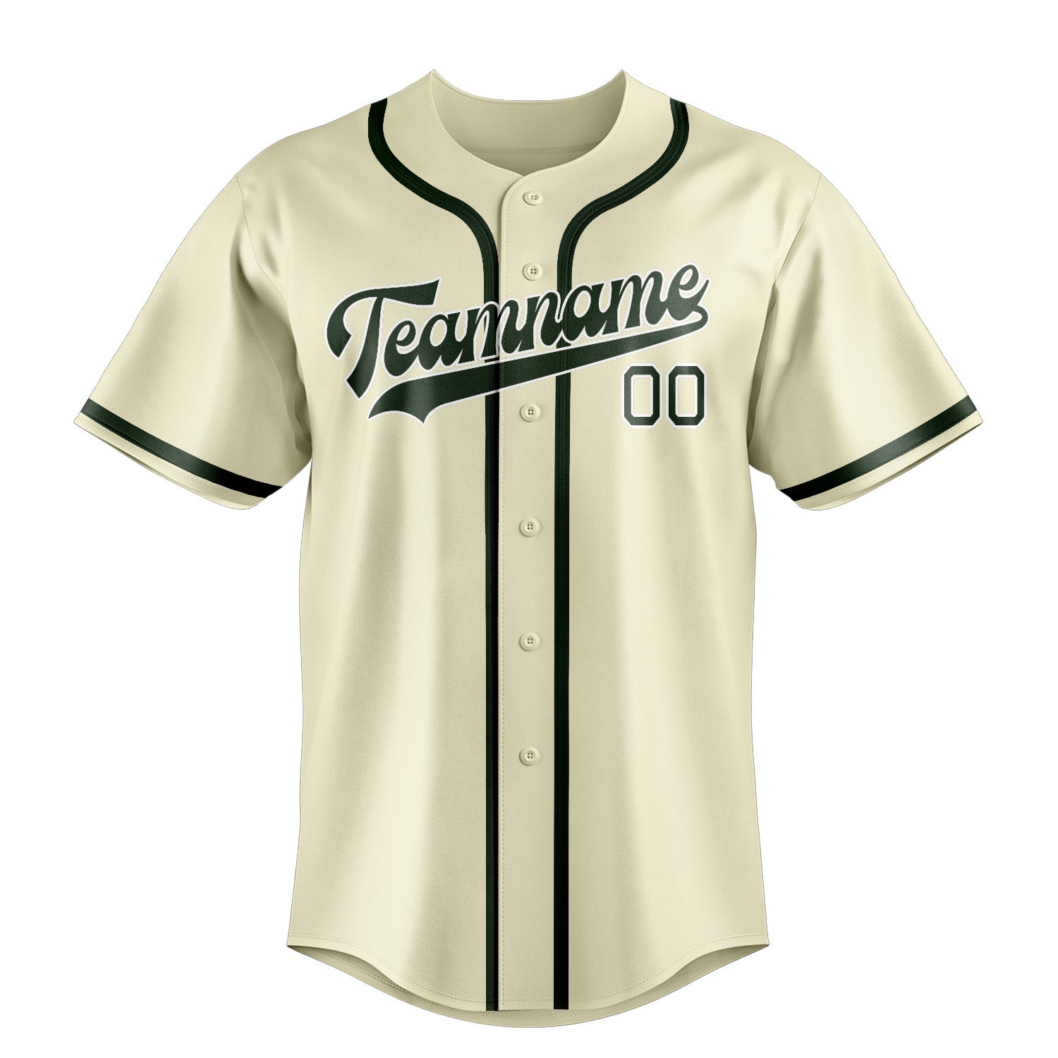 Benutzerdefiniertes Professionelles Beige Tannengrün Baseballtrikot